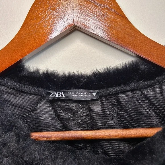 ZARA Faux Fur Cropped Quilted Long Sleeve - Picture 2 of 3